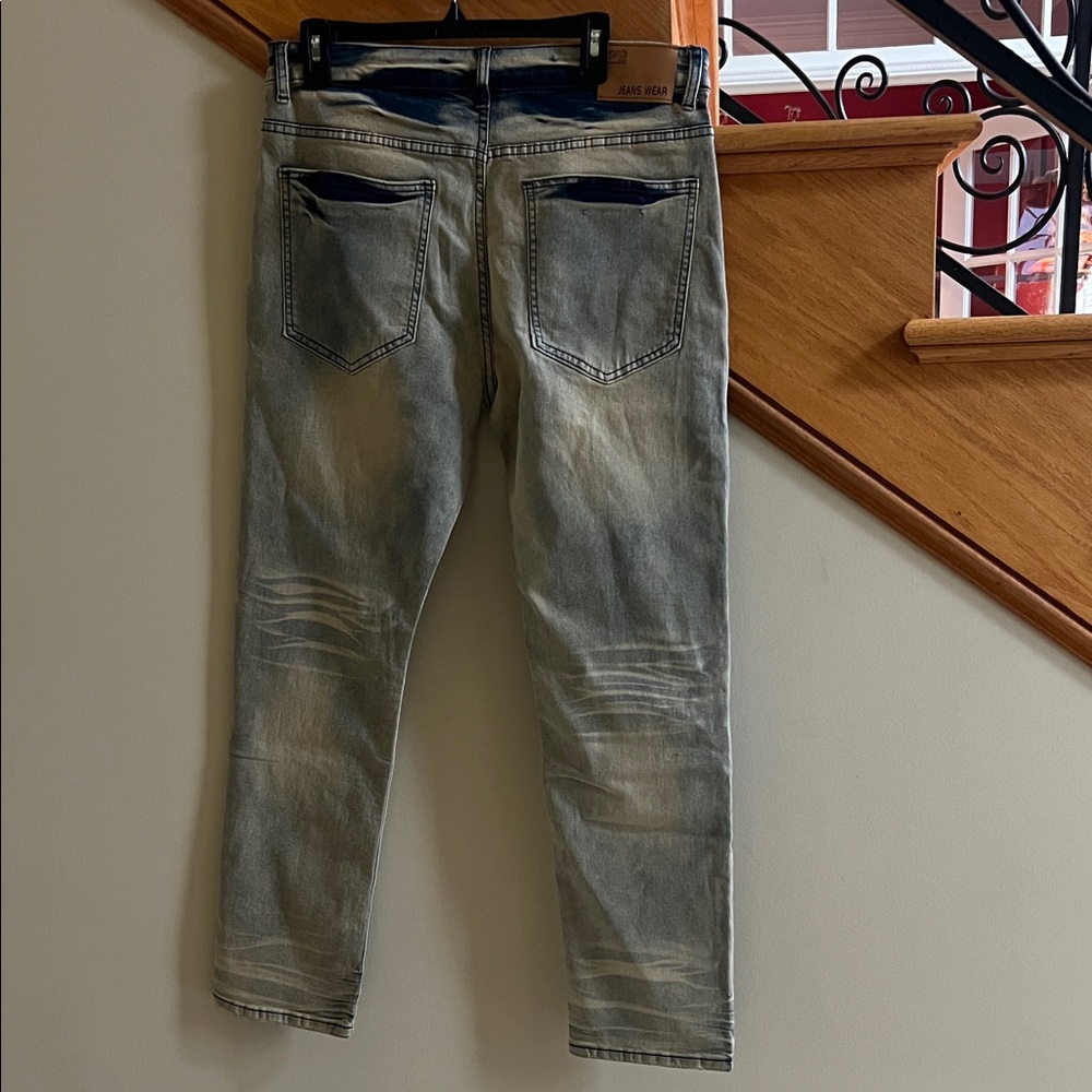 D’ANDIJIESHEN Men's Graphic Jeans  Blue and Black Design Size 34 New With Tags - Picture 6 of 10